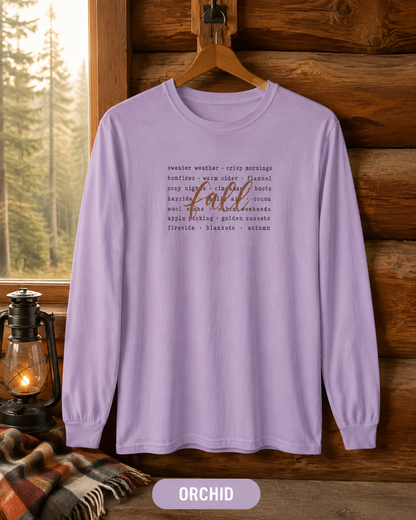 Fall Words Long Sleeve Tee