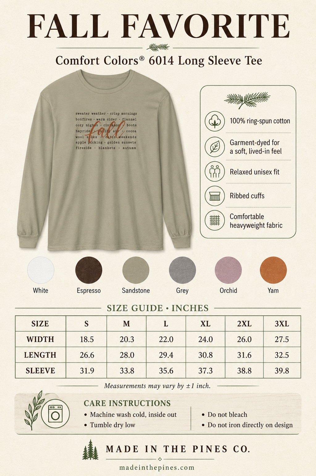 Fall Words Long Sleeve Tee