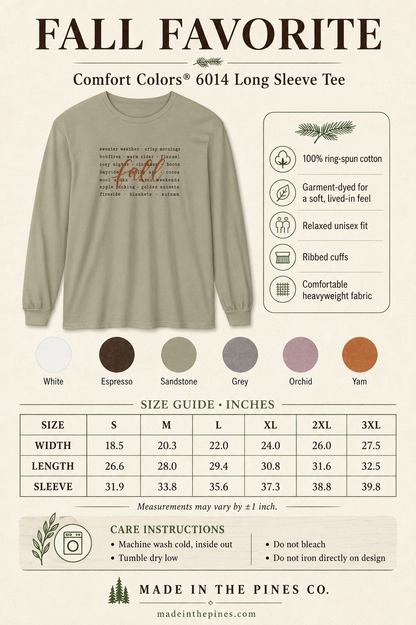 Fall Words Long Sleeve Tee