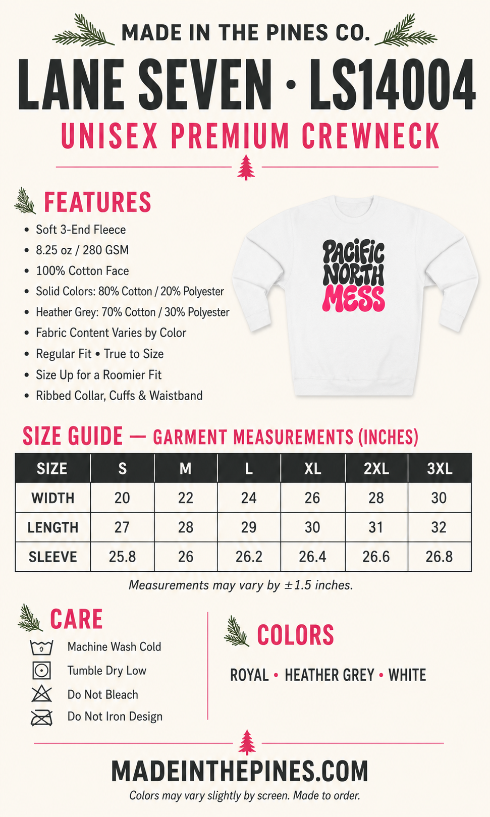 Pacific North Mess Crewneck Sweatshirt — Retro Bold Typography Pullover