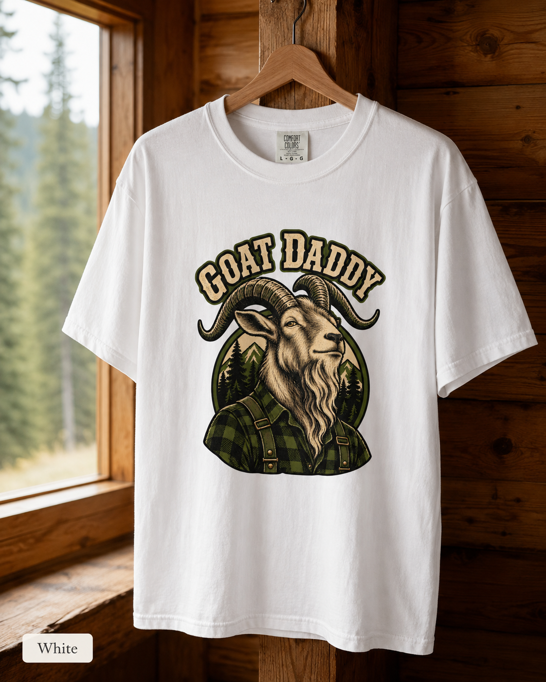 Goat Daddy T-Shirt — Vintage Lumberjack Goat Graphic Tee for Farmers & Animal Lovers