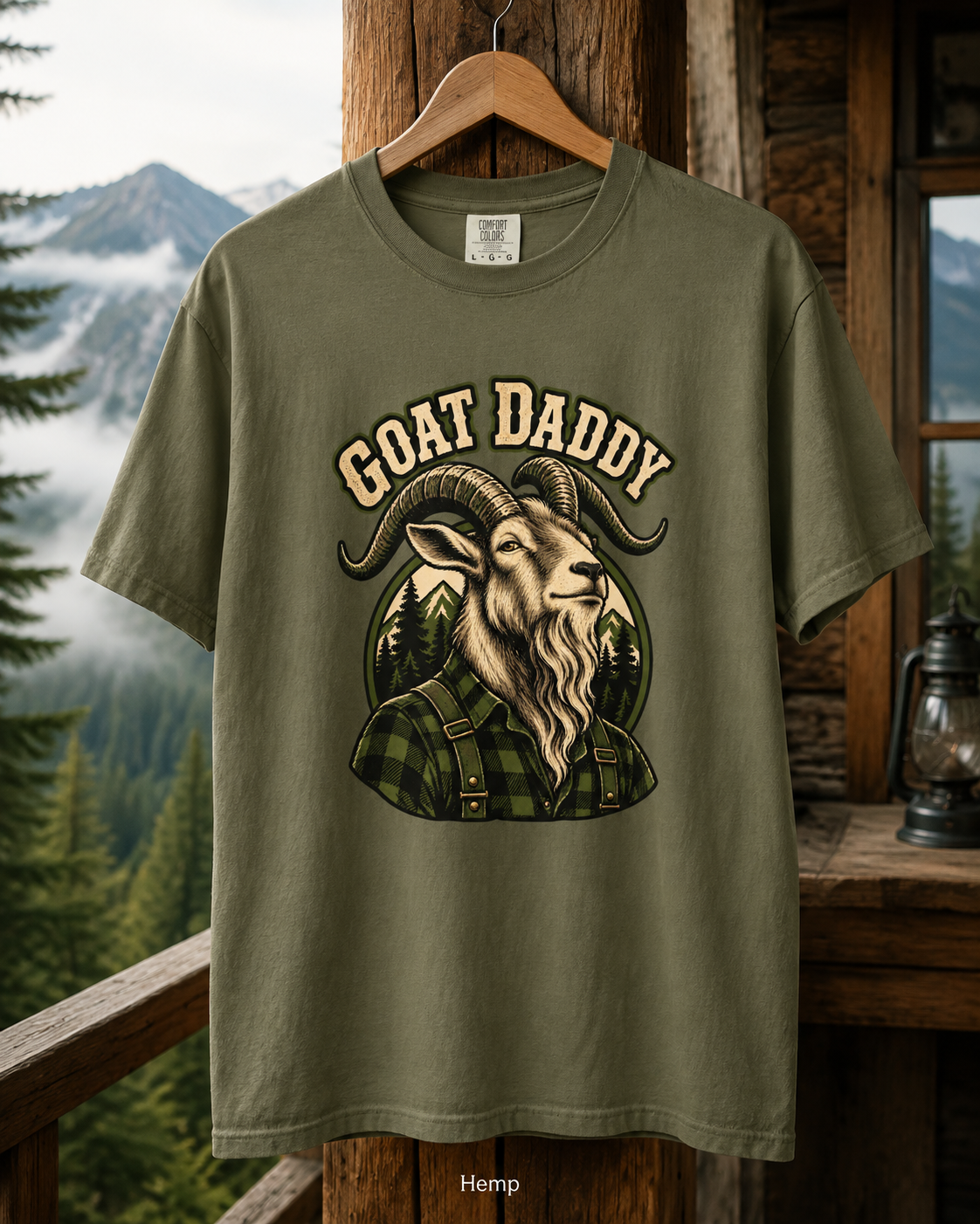 Goat Daddy T-Shirt — Vintage Lumberjack Goat Graphic Tee for Farmers & Animal Lovers