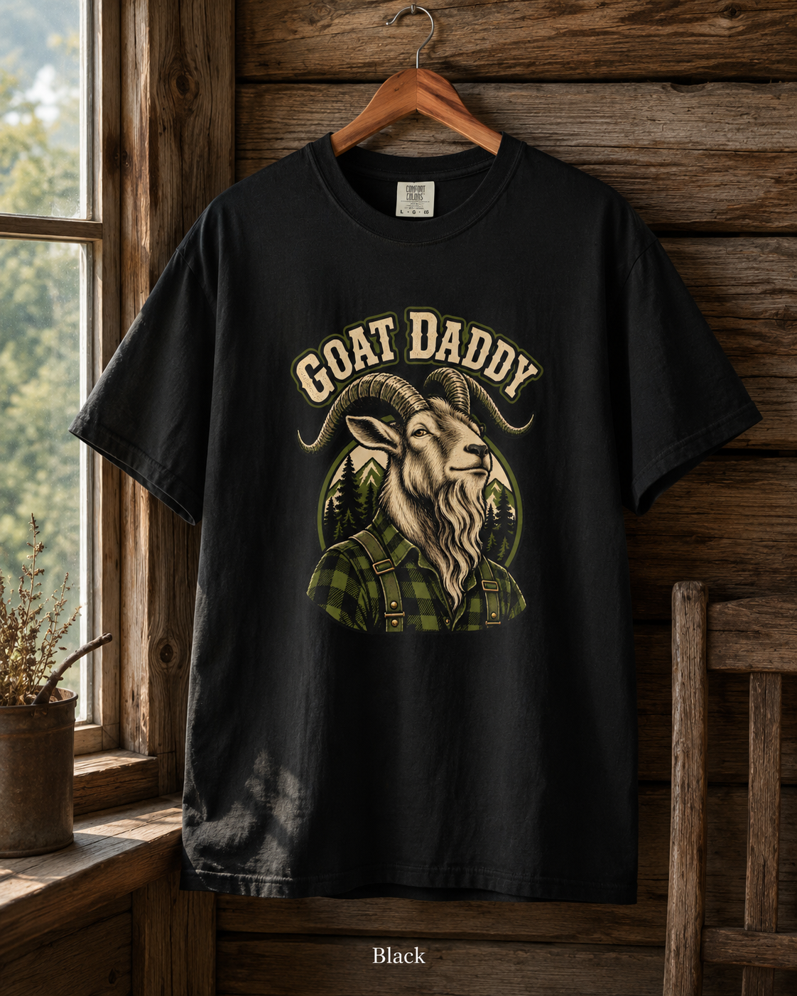 Goat Daddy T-Shirt — Vintage Lumberjack Goat Graphic Tee for Farmers & Animal Lovers