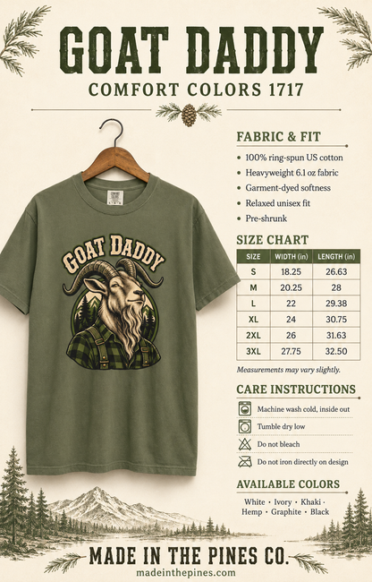 Goat Daddy T-Shirt — Vintage Lumberjack Goat Graphic Tee for Farmers & Animal Lovers