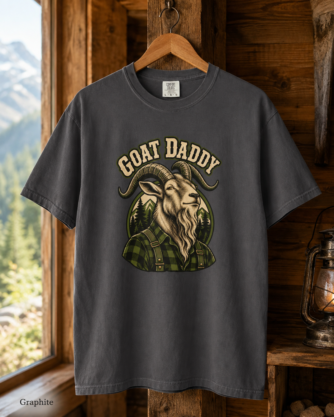 Goat Daddy T-Shirt — Vintage Lumberjack Goat Graphic Tee for Farmers & Animal Lovers
