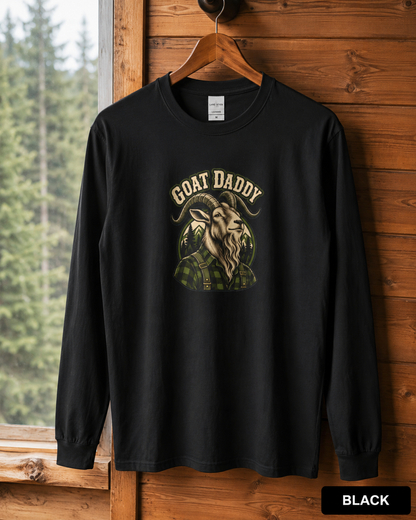 Goat Daddy Long Sleeve Tee — Rustic Mountain Goat Graphic