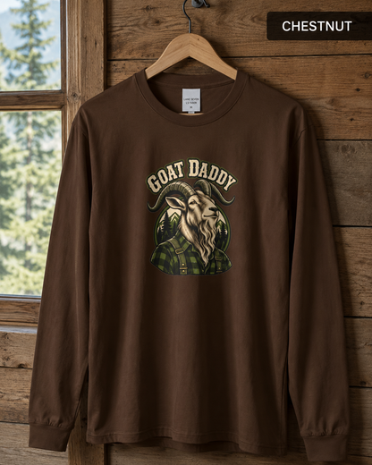 Goat Daddy Long Sleeve Tee — Rustic Mountain Goat Graphic