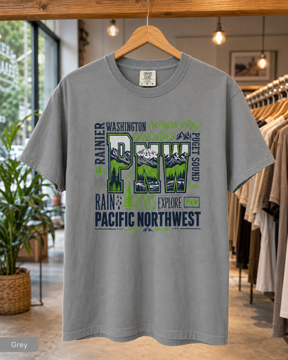 Pacific Northwest Graphic T-Shirt — PNW Mountains & Forests Tee
