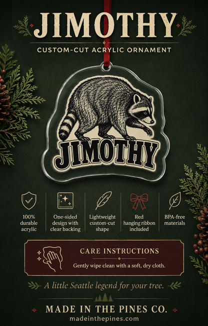 Jimothy Acrylic Ornament –  Raccoon Design