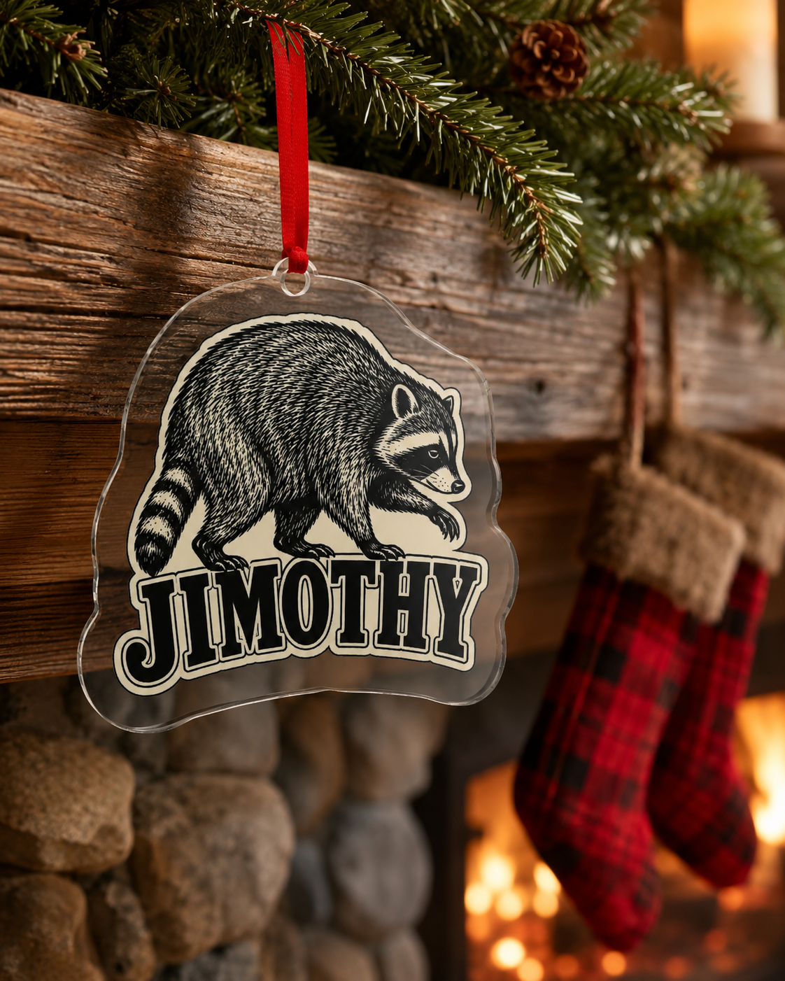 Jimothy Acrylic Ornament –  Raccoon Design