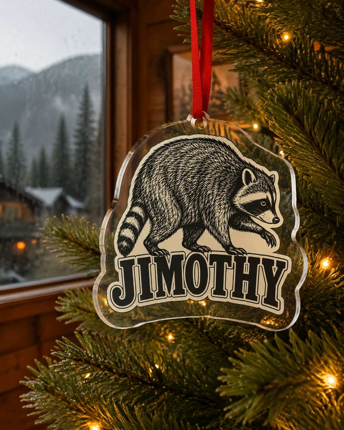 Jimothy Acrylic Ornament –  Raccoon Design