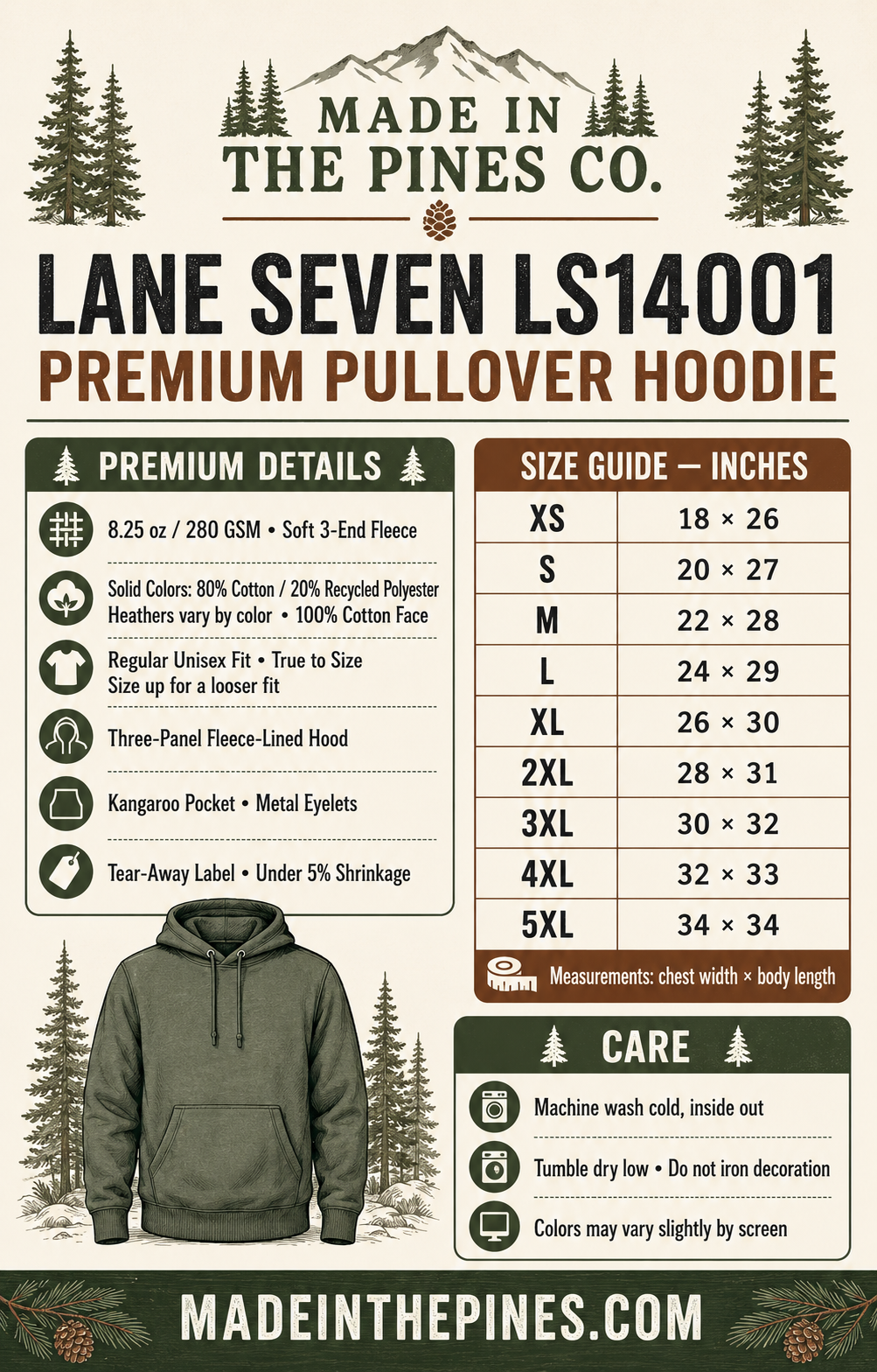 Made in the Pines mountain badge Hoodie | forest cabin outdoor logo