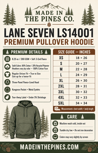 Made in the Pines mountain badge Hoodie | forest cabin outdoor logo