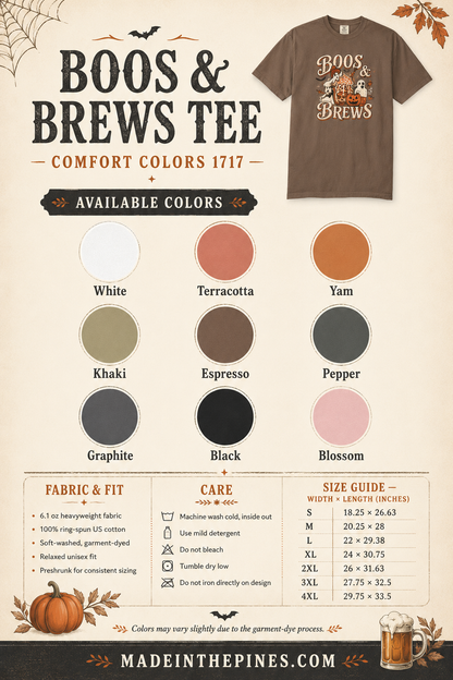 Boos & Brews Halloween Graphic T-shirt | Pumpkin Ghost Coffee Tee
