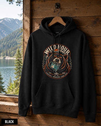 Wild Tour Bear Graphic Hoodie | Vintage Camping Outdoor Design