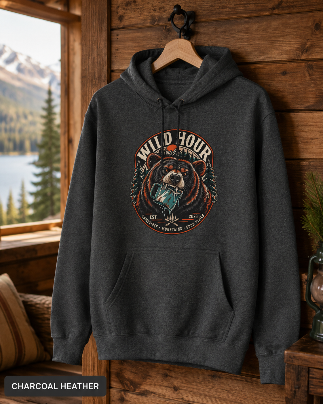 Wild Tour Bear Graphic Hoodie | Vintage Camping Outdoor Design