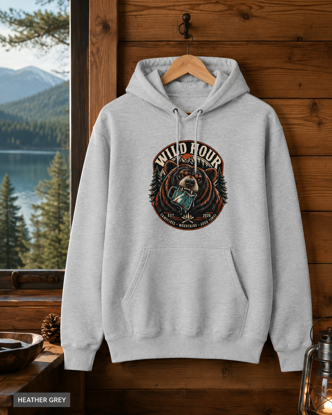Wild Tour Bear Graphic Hoodie | Vintage Camping Outdoor Design