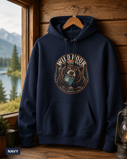 Wild Tour Bear Graphic Hoodie | Vintage Camping Outdoor Design