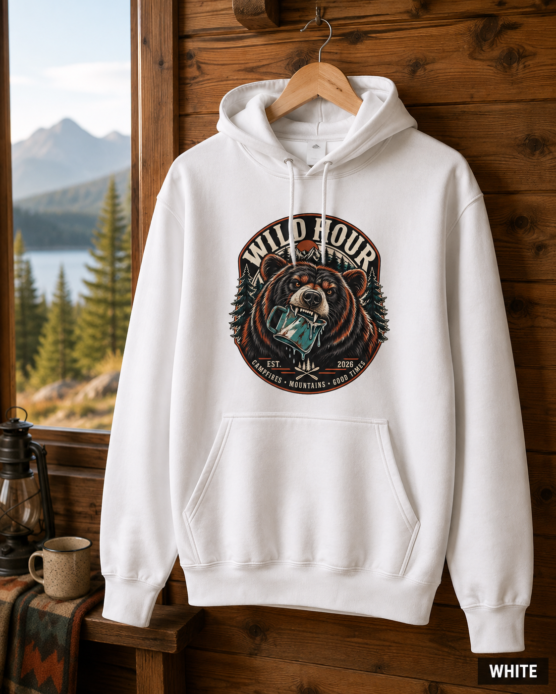 Wild Tour Bear Graphic Hoodie | Vintage Camping Outdoor Design