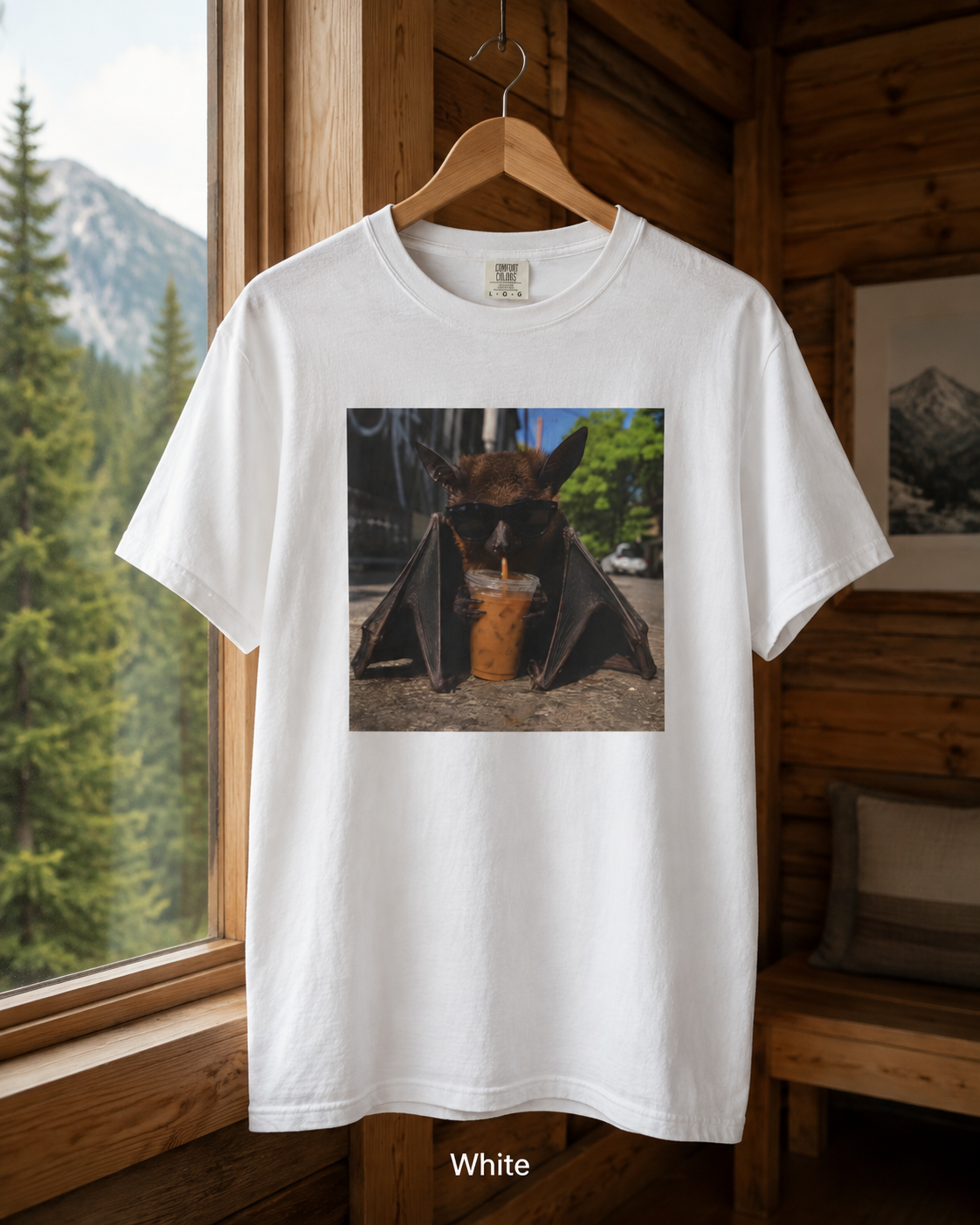 Bat Drinking Iced Coffee T-Shirt Cute Coffee Lover Tee