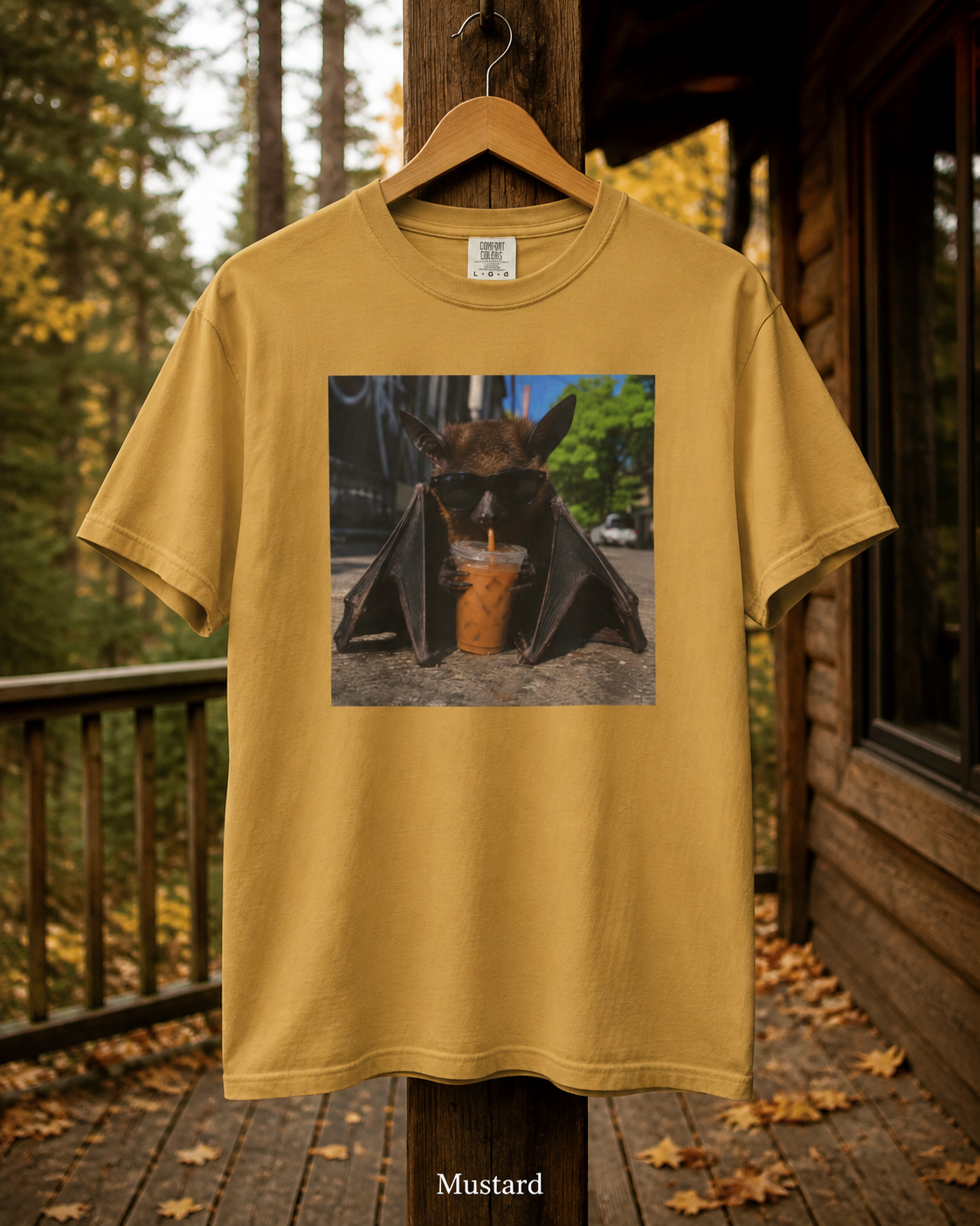Bat Drinking Iced Coffee T-Shirt Cute Coffee Lover Tee