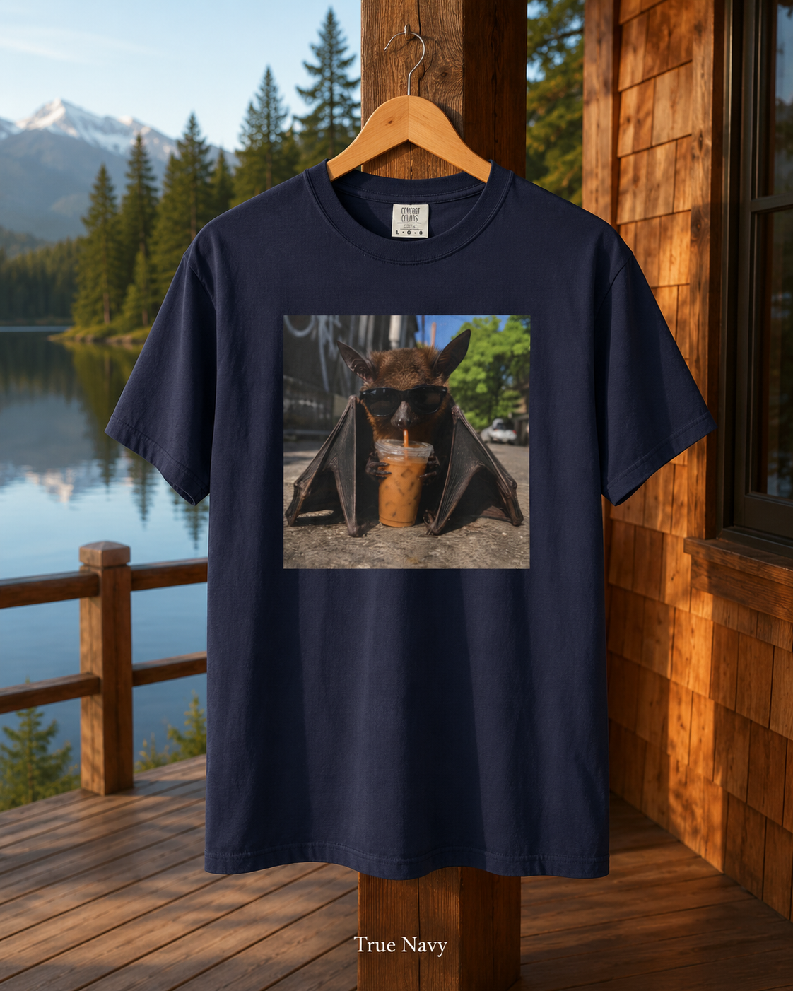 Bat Drinking Iced Coffee T-Shirt Cute Coffee Lover Tee