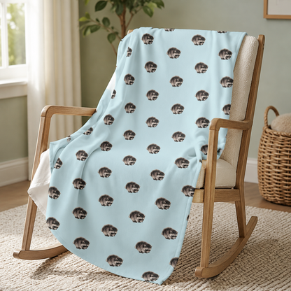 Raccoon Pattern Baby Swaddle Blanket  Blue Nursery Animal Swaddle