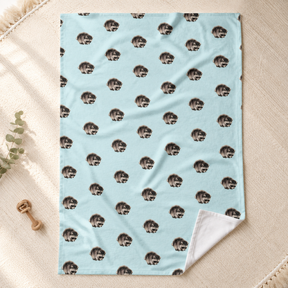Raccoon Pattern Baby Swaddle Blanket  Blue Nursery Animal Swaddle