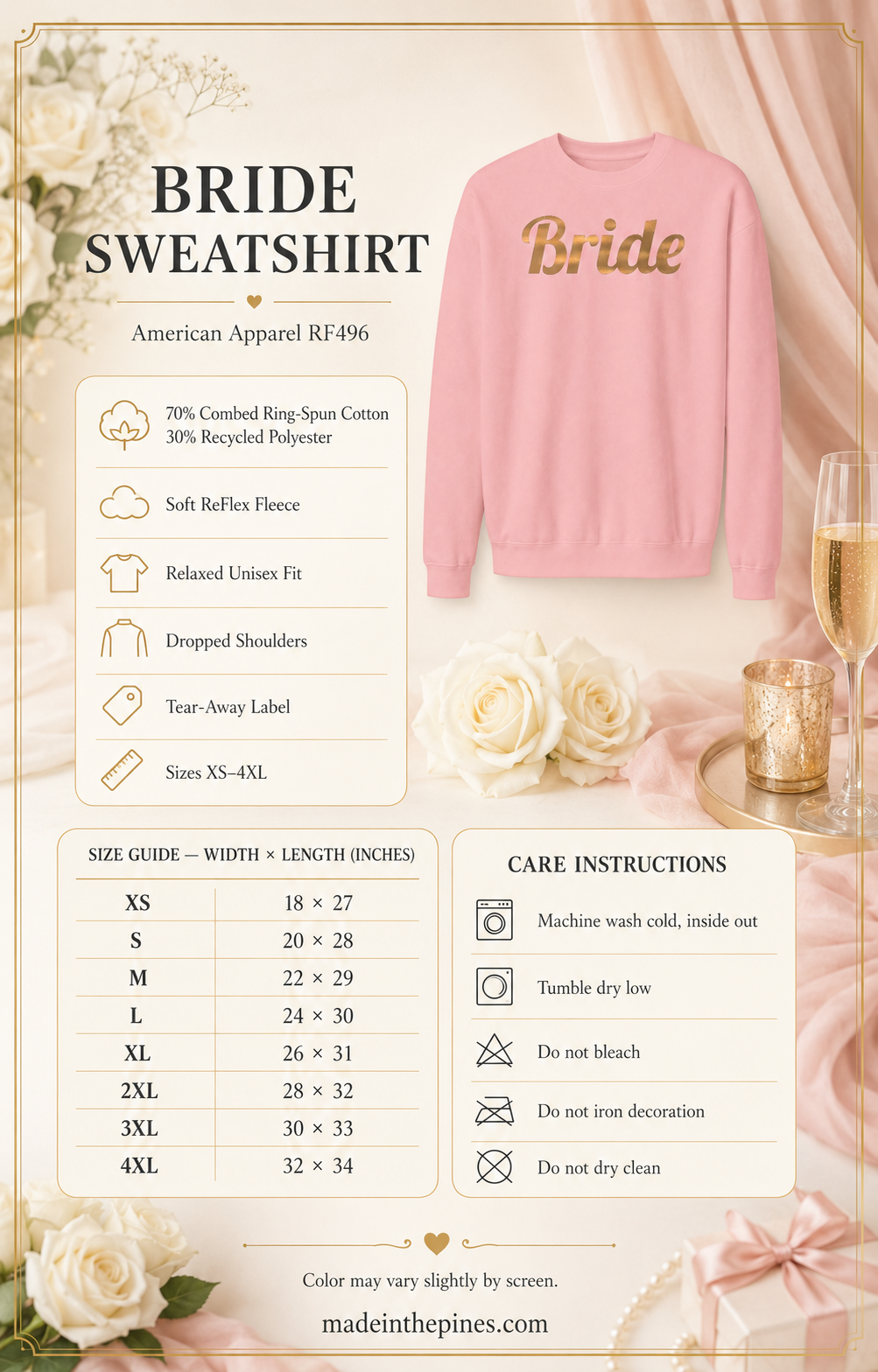 Bride Crewneck Sweatshirt — Gold Script Bridal Pullover