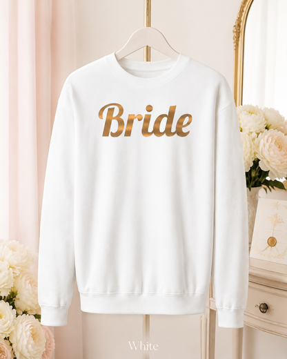 Bride Crewneck Sweatshirt — Gold Script Bridal Pullover
