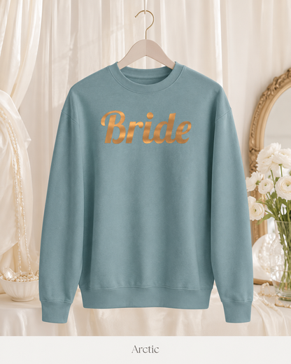 Bride Crewneck Sweatshirt — Gold Script Bridal Pullover