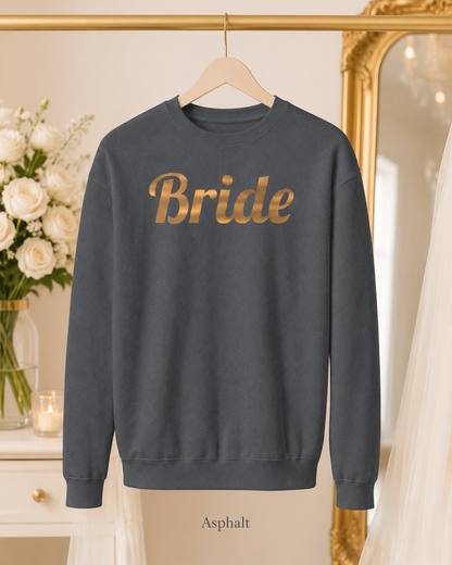 Bride Crewneck Sweatshirt — Gold Script Bridal Pullover