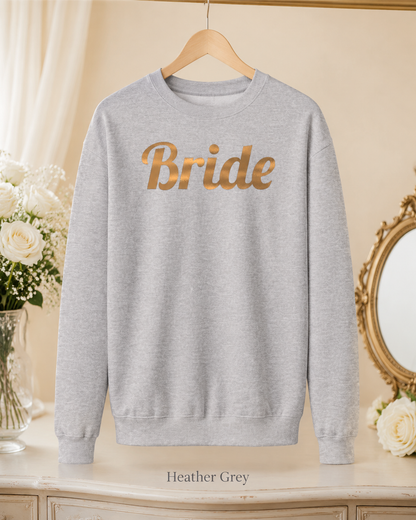 Bride Crewneck Sweatshirt — Gold Script Bridal Pullover