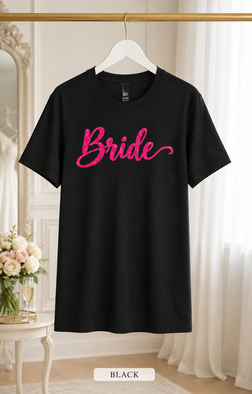 Bride Script Tee — Hot Pink Bridal Party Shirt
