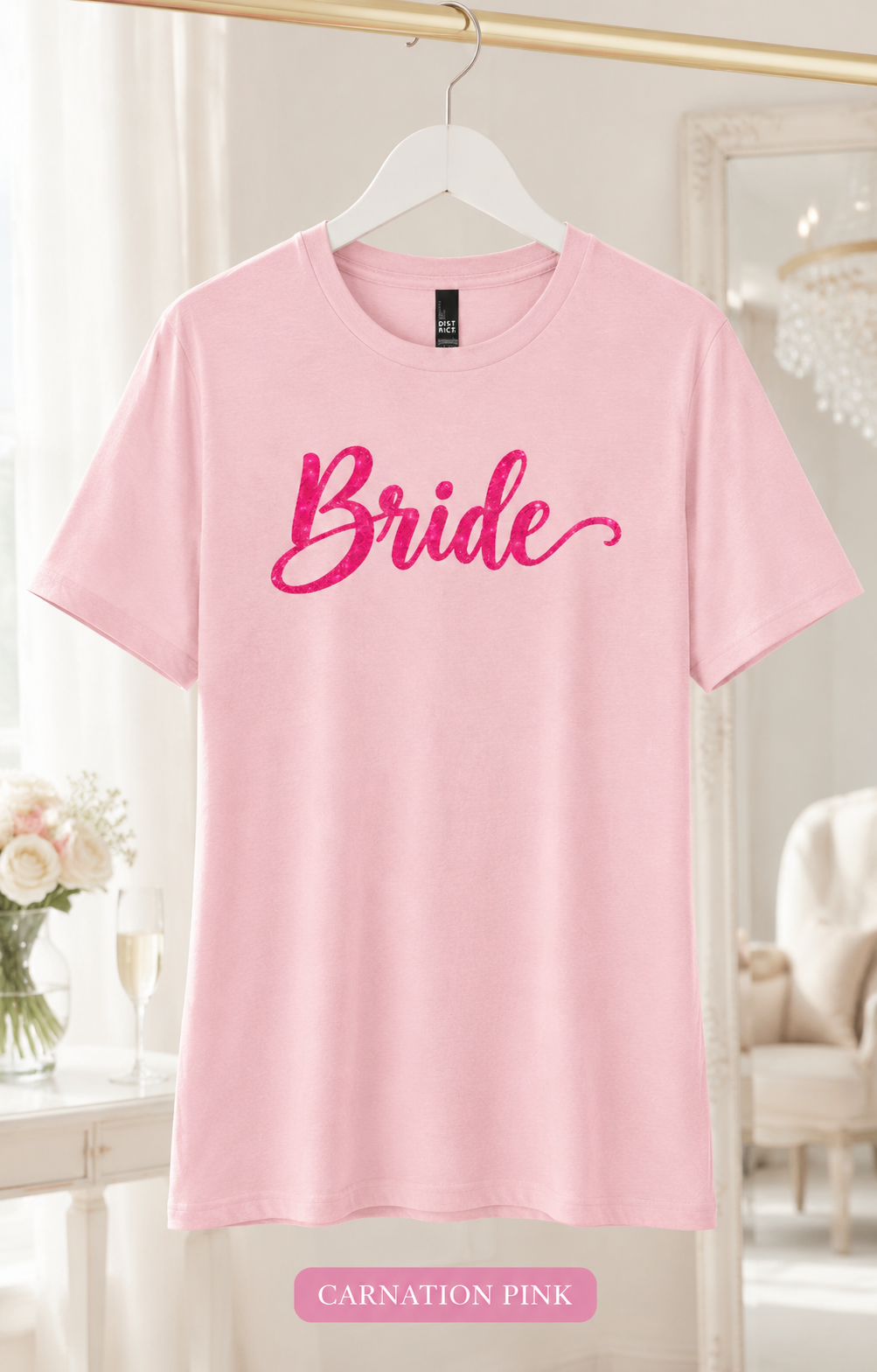 Bride Script Tee — Hot Pink Bridal Party Shirt