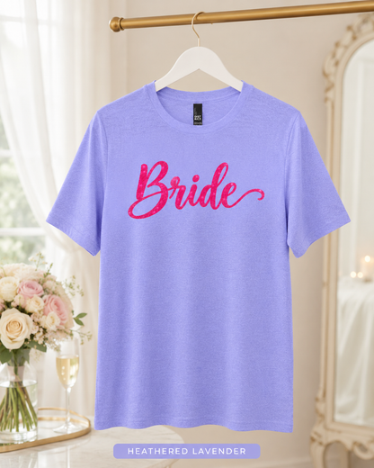 Bride Script Tee — Hot Pink Bridal Party Shirt