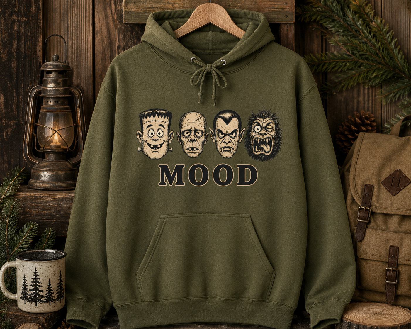 Monster Faces Mood Hoodie | Halloween horror characters, spooky vibes