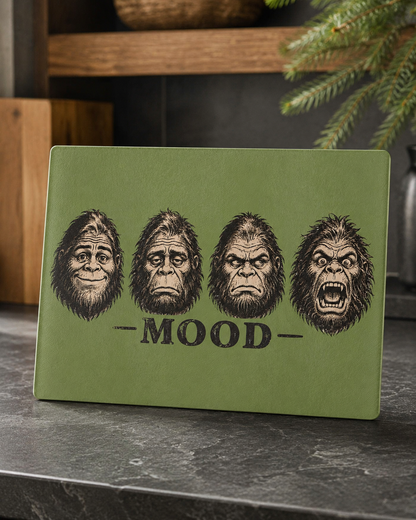 Glass Cutting Board — 'Mood' Bigfoot Sasquatch Faces Decorative Kitchen Board