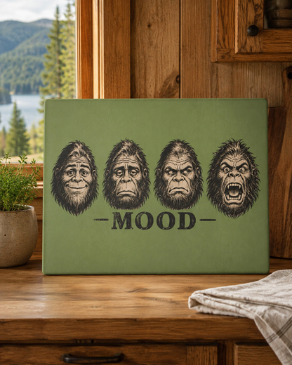 Glass Cutting Board — 'Mood' Bigfoot Sasquatch Faces Decorative Kitchen Board