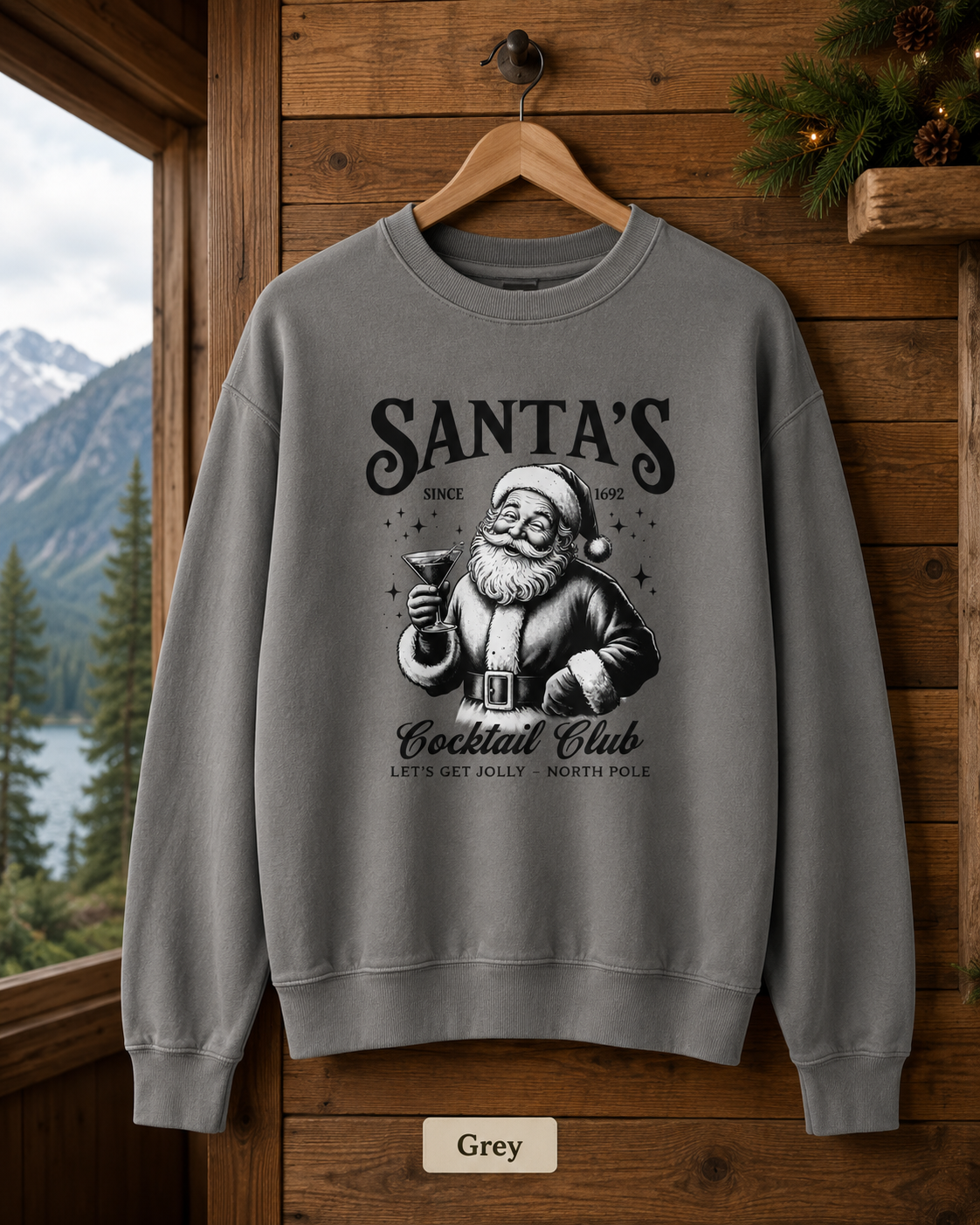 Santa’s Cocktail Club Sweatshirt — Vintage Holiday Crewneck