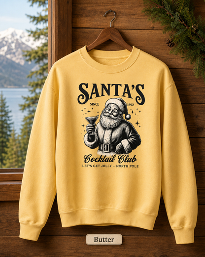 Santa’s Cocktail Club Sweatshirt — Vintage Holiday Crewneck
