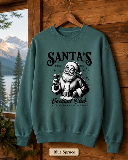 Santa’s Cocktail Club Sweatshirt — Vintage Holiday Crewneck