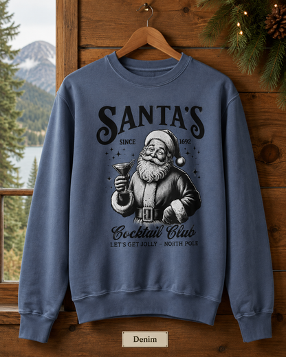 Santa’s Cocktail Club Sweatshirt — Vintage Holiday Crewneck