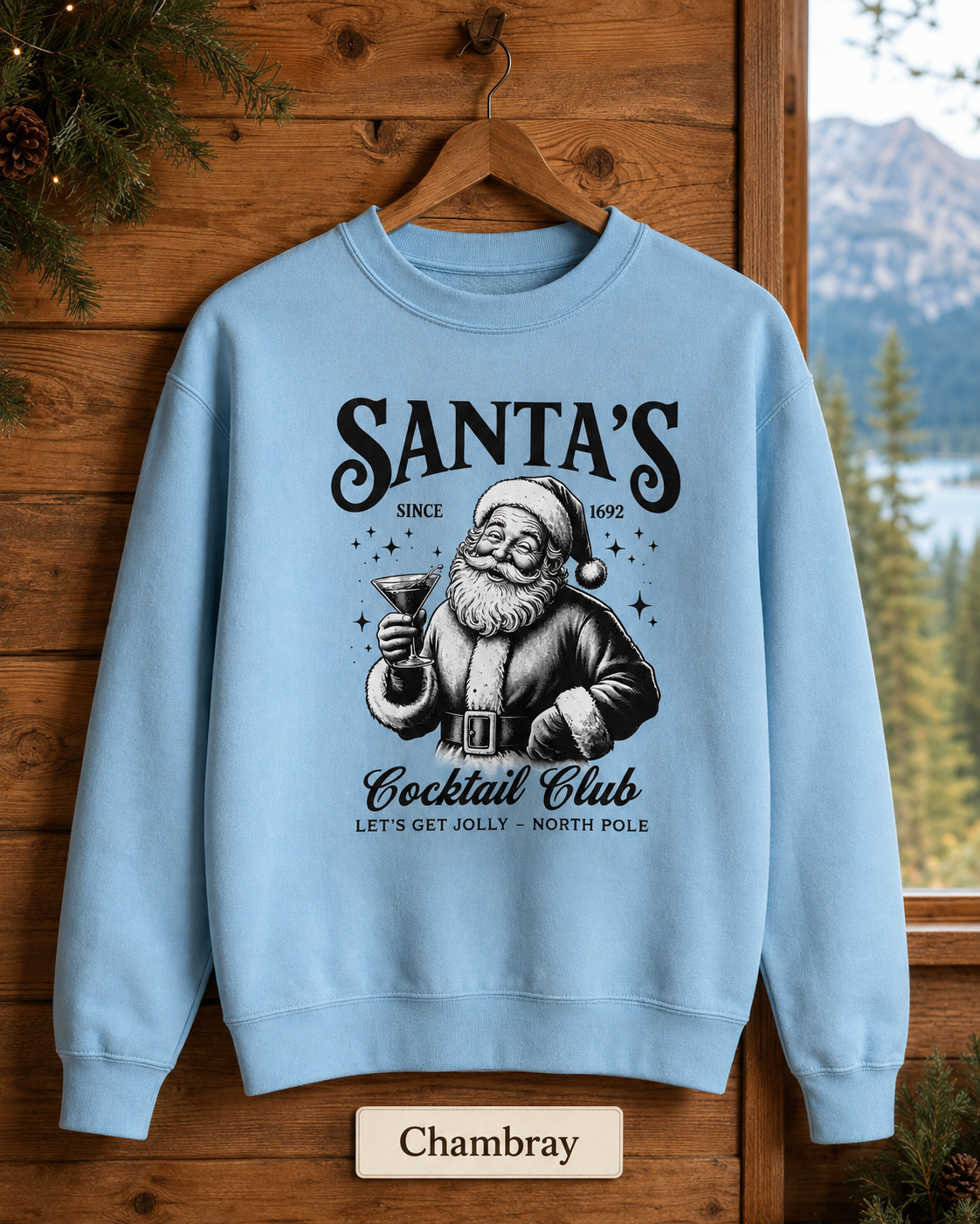 Santa’s Cocktail Club Sweatshirt — Vintage Holiday Crewneck