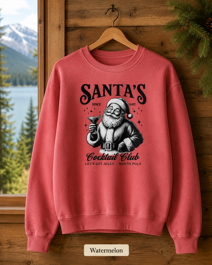 Santa’s Cocktail Club Sweatshirt — Vintage Holiday Crewneck