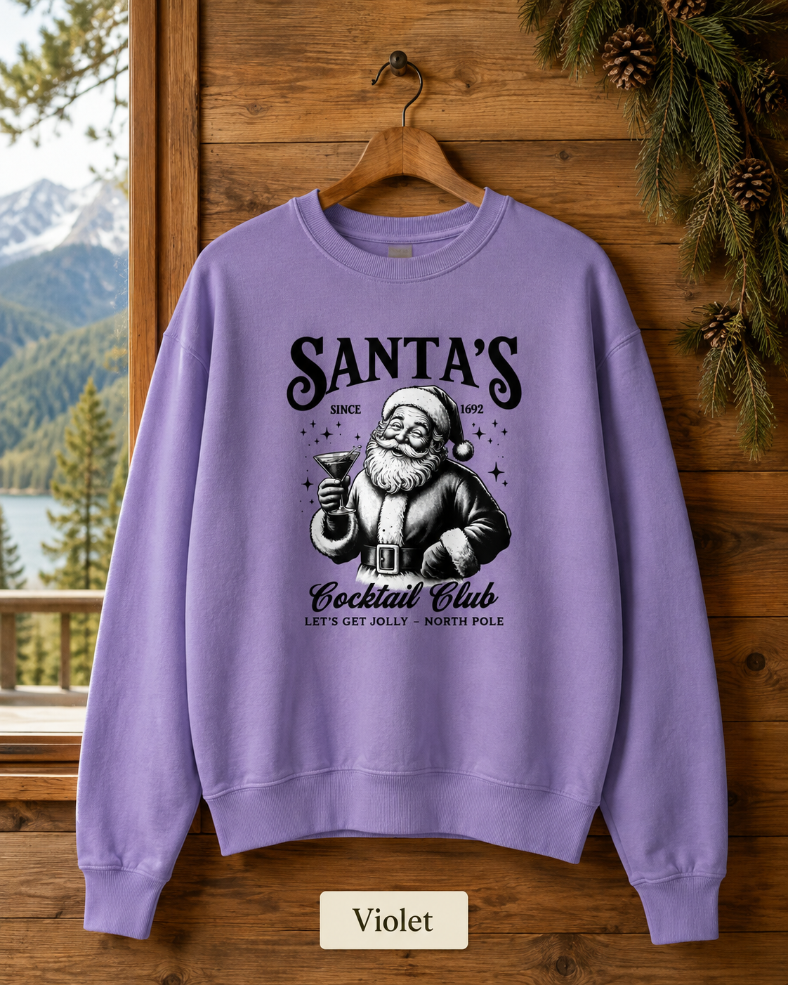 Santa’s Cocktail Club Sweatshirt — Vintage Holiday Crewneck