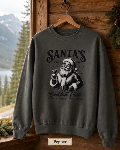 Santa’s Cocktail Club Sweatshirt — Vintage Holiday Crewneck