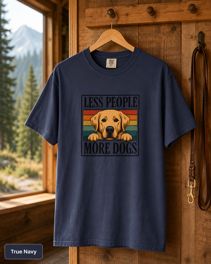 Less People More Dogs T-Shirt | Retro Labrador Graphic