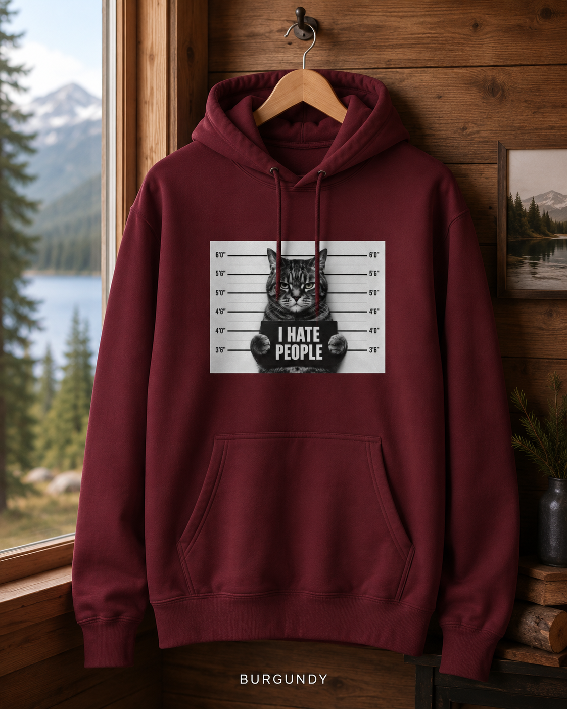 I Hate People Cat Mugshot Hoodie — Funny Anti-Social Graphic Hoodie