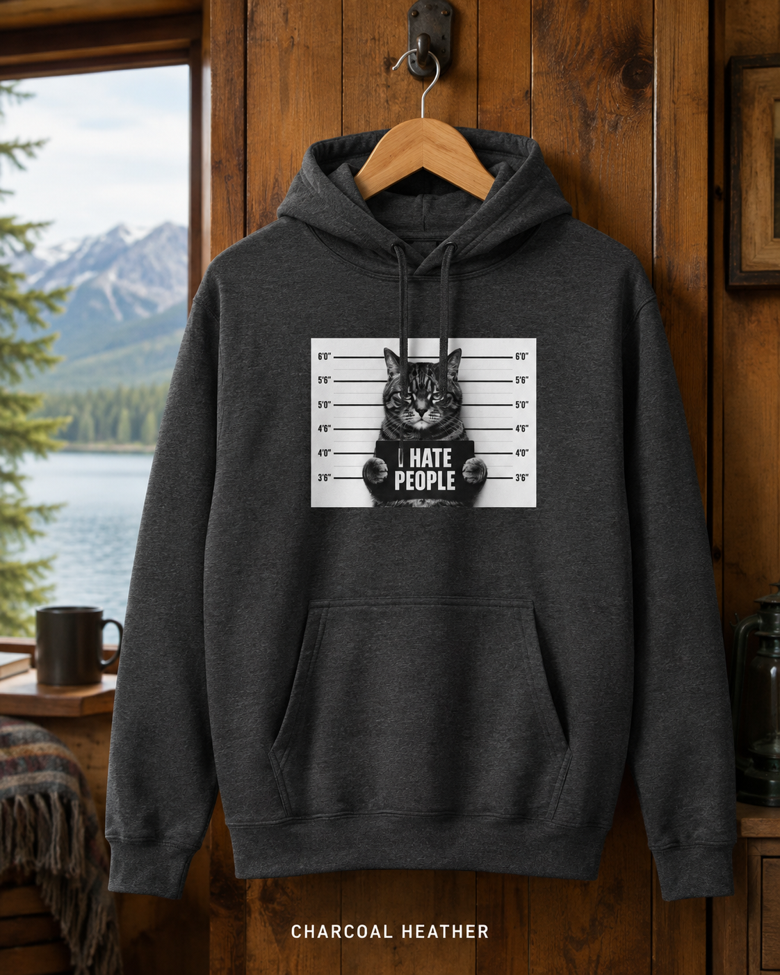 I Hate People Cat Mugshot Hoodie — Funny Anti-Social Graphic Hoodie